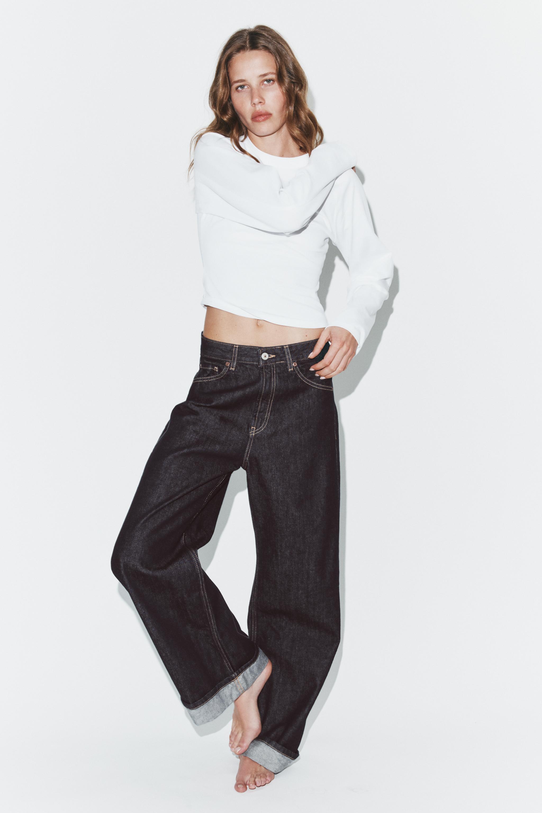 TRF MID-RISE BAGGY FOLDED JEANS